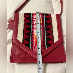 Red and Black Patterned Leather Crossbody Bag thumbnail 16