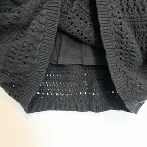 Crochet Mini Dress Size S Black Ruffle Strap Open Knit Lined Party Dark Coquette thumbnail 6