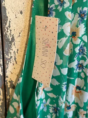 NWT Sienna Sky Green Floral Halter Neck Dress size Medium thumbnail 5