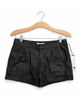 Willow & Clay Black High-Waist Faux Leather Shorts thumbnail 2