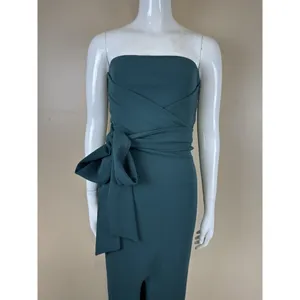 Lulus Teal Blue Strapless Maxi Dress With Split Front Hem Formal Gown XS NWT thumbnail 3