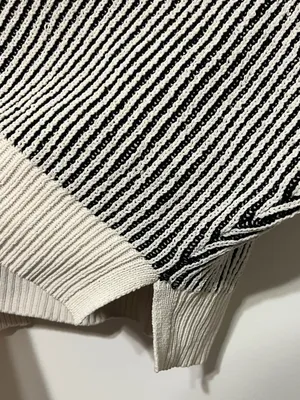 aerie Beyond Chenille Sweater Size XS Oversized Stripe Black White thumbnail 4