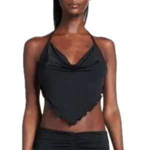 I AM GIA Y2K Rave Halter Crop Top Tie Back XXS Black Festival Club Edgy Bratz thumbnail 12