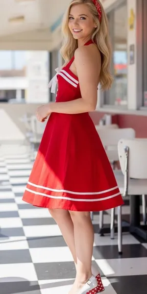 NWT‎ Dead Threads A-Line Halter Neck Dress Women's XL Red Pin Up Girl thumbnail 1