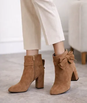Kate Spade New York Brown Suede Ankle Booties with Bow thumbnail 1