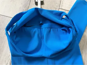 NWT-Rae Mode Ribbed Fitted V-Neck Jumpsuit 7/8 Length Sonic Blue size Large thumbnail 9