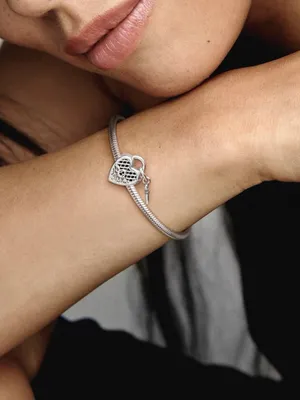 Heart padlock and key silver charm thumbnail 2
