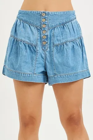 RISEN Elastic Band Slouchy Shorts With Shirred Detail -‎ Large thumbnail 1