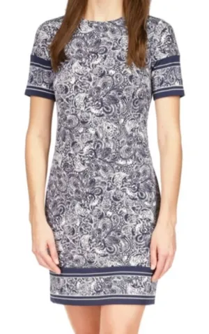Michael Kors Paisley Print Casual Light Blue T-shirt Dress Women's Size S NWT thumbnail 1
