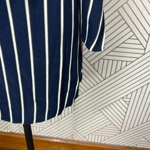 Reformation Zircon Wrap Mini Dress Navy Blue Capone Stripes Size‎ US 0 thumbnail 7