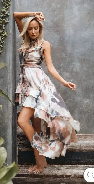 SUKISO WOMEN'S JULIET HIGH TO LOW‎ DRESS EARTH TIE-DYE Size Small Sundress thumbnail 1