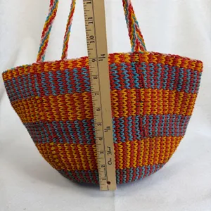 Boho Woven‎ Straw Tote Bag Multi Color Striped Beach Shoulder Bag Summer Purse thumbnail 6