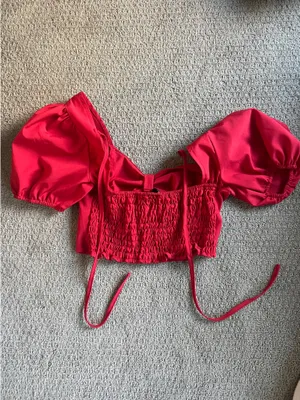 Red Puff Sleeve Top thumbnail 4