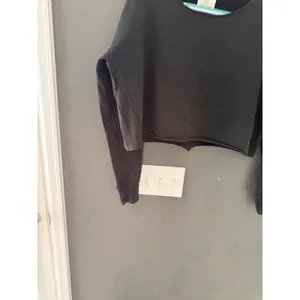 OFFLINE by Aerie Women Black Cropped Long Sleeve Ribbed Side Panel Top Small thumbnail 3