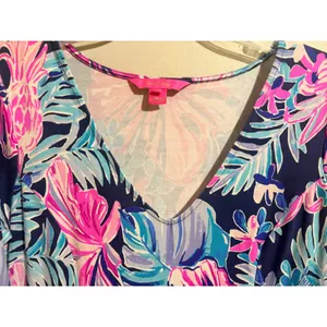Lilly Pulitzer Raina‎ Dress Garden Getaway Large Excellent Tiered Bell Sleeve thumbnail 5
