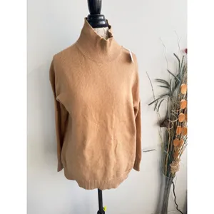 Banana Republic Womens Small Camel Tan Mock Neck‎ Cotton Wool Blend Sweater NEW thumbnail 2