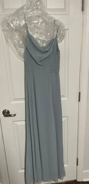 David’s Bridal Dusty Blue Bridesmaid Maxi Dress thumbnail 2