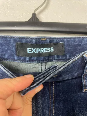 Express Dark Blue Denim Cuffed Shorts - Relaxed Low Rise Size 12 thumbnail 4