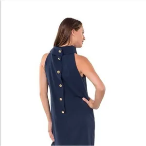 Sail to M Sable navy blue shift mini dress high funnel neck Sleeveless Short thumbnail 3