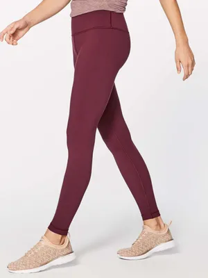 Lululemon Wunder Under Hi‎ Rise Tight Full On Luon 28 Deep Rouge Size 6 thumbnail 1