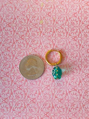 Handmade boho vintage fairy whimsical style quality Czech glass moon/star hoop earrings🌝🌠💚⭐️ thumbnail 7