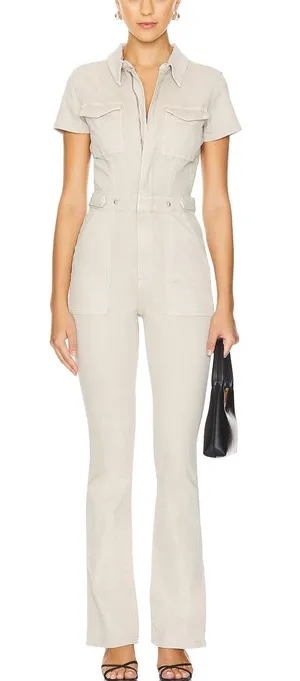 Good American Fit For Success Stretch Cotton Denim Utility Jumpsuit Size Large 3 thumbnail 1