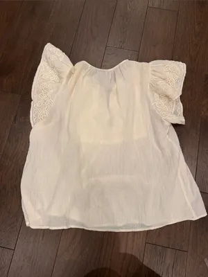 GAP Cream Crinkle Gauze Embroidered Cropped Shirt Medium - C27-180 thumbnail 7