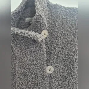 Barefoot Dreams QVC comfy button sweatshirt Cozy Chic Charcoal Teddy Jacket 2X thumbnail 3