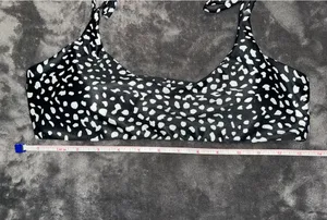 Zaful Black and White Speckled Padded Swimsuit Top Medium thumbnail 2