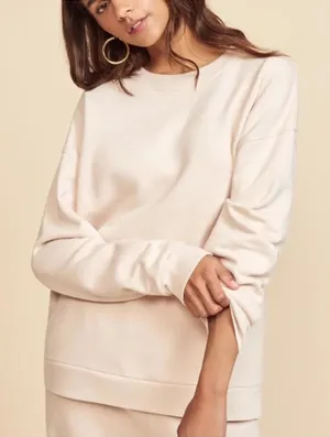 Reformation jeans classic crewneck sweatshirt peach light beige thumbnail 1
