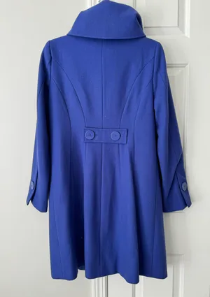 New York & Company Wool Blend Turtleneck/ Flap Collar Trench Style Coat, Size 6 thumbnail 2