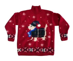 Vintage Lauren Ralph Lauren Hand Knit Dog Sweater Wool Turtleneck Nordic Small‎ thumbnail 1