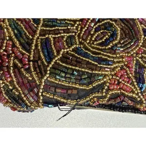 Multi-color LaRegale Evening Purse‎ Clutch Shoulder Strap Peacock Beaded M thumbnail 9