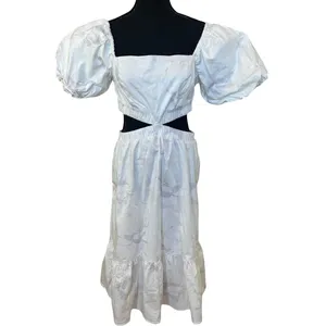 Louna White Prairie Midi Dress XL Cottagecore Cotton Cutout Vacation Party $355 thumbnail 9