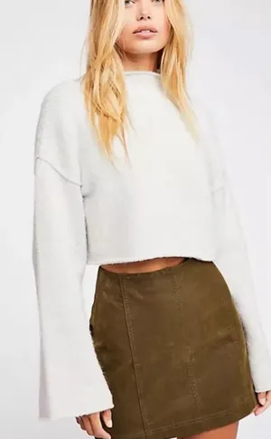 Free People Modern Femme Vegan Leather‎ Mini Skirt Size 2 Brown Short Faux thumbnail 1