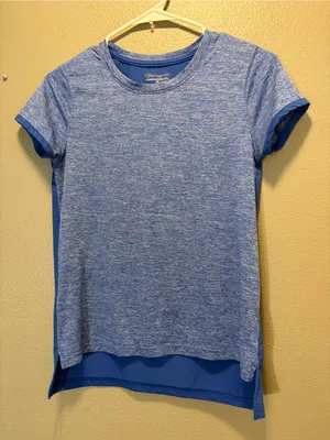 Champion Womens Athletic T-Shirt Royal Blue Heathered High Low Mesh Hem Size XS thumbnail 1