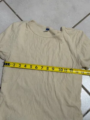 Old Navy Women‎ Minimalist Neutral Classic Ribbed Crewneck Tee Beige Tan size S thumbnail 7