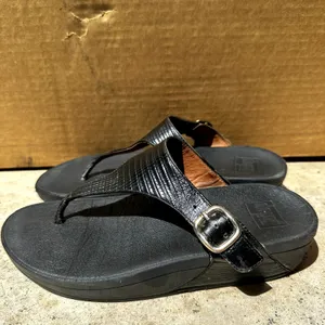 Fitflop The Skinny Thong Sandals Leather Crocodile Microwobbleboard Adjustable 6 thumbnail 4