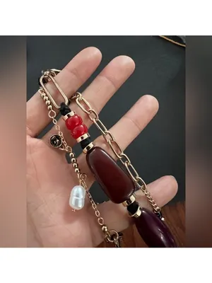 Free people Gold and Black Beaded Keychain thumbnail 7