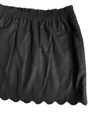 J. Crew Scalloped Side Walk Linen Blend Skirt Women’s Size 12 Black Pull On thumbnail 5
