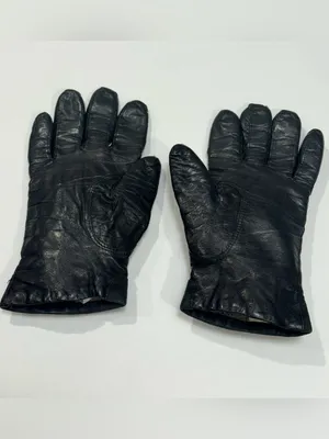 Italian Black Leather Suede Appliqué Gloves Cashmere Blend Lined 7.5 thumbnail 3