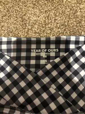 Year of Ours Black and White Gingham Kids Leggings thumbnail 3