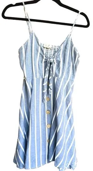 Ocean Drive Size M Chambray Stripe Mini Dress, Coastal Preppy Beach Style, EUC thumbnail 1
