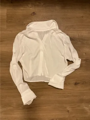 Sheer Button Up Blouse White Size M thumbnail 2