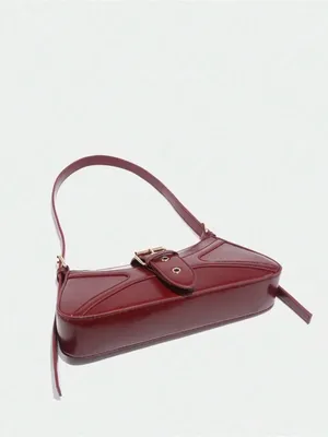 SHEIN Burgundy Mini Shoulder Bag with Buckle Strap thumbnail 3