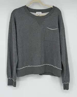 Evereve Womens Gray Raw Edge Exposed Seam Pocket Sweatshirt Size Large L‎ thumbnail 1