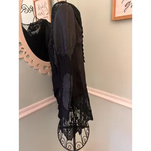 Witchy Goth Whimsy Victorian ‎ Steampunk Black Lace Leather Top S Cosplay thumbnail 4