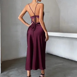 New Shein Cami Satin Backless Midi Dress Us4 thumbnail 2