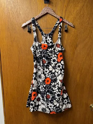 Free People FP Movement Never Better Floral Print Mini Dress Black White Large thumbnail 16