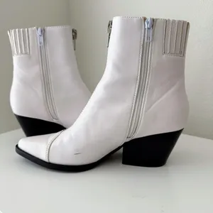 Jeffrey Campbell White Landyn 2 Western Bootie with Front Silver Zip 7.5 thumbnail 12